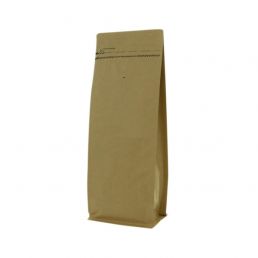 Flachboden-Kaffeebeutel Kraftpapier mit Frontreissverschluss - braun - 110 gr (95x185+{30+30} mm)