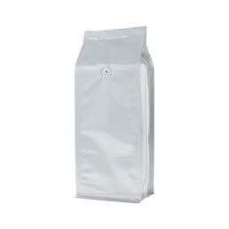 Flachboden-Kaffeebeutel - matt silber - 1 kg (140x350+{47,5+47,5} mm)